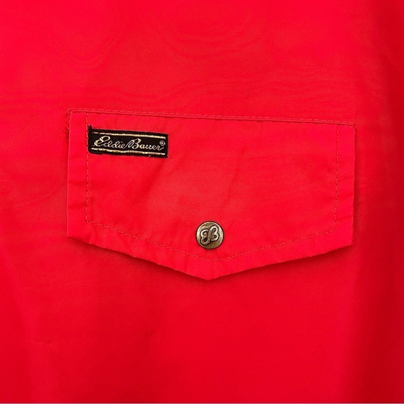 Red Snap Nylon Jacket Sporty Pullover Vintage Windbreaker Coat Primary Size XXL - Picture 10 of 16